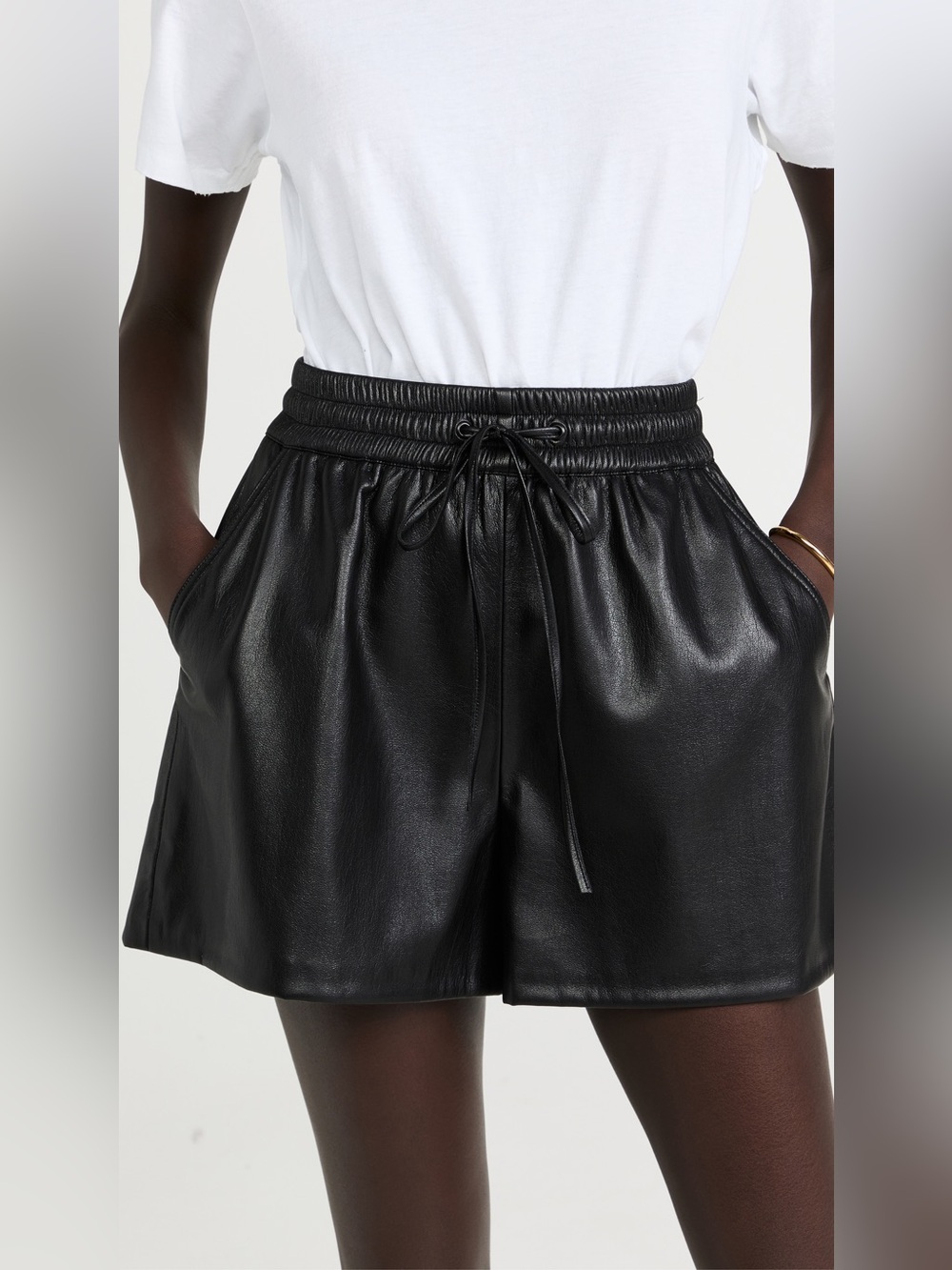 Pistola Black Faux Leather High Waisted Paperbag Shorts Size M